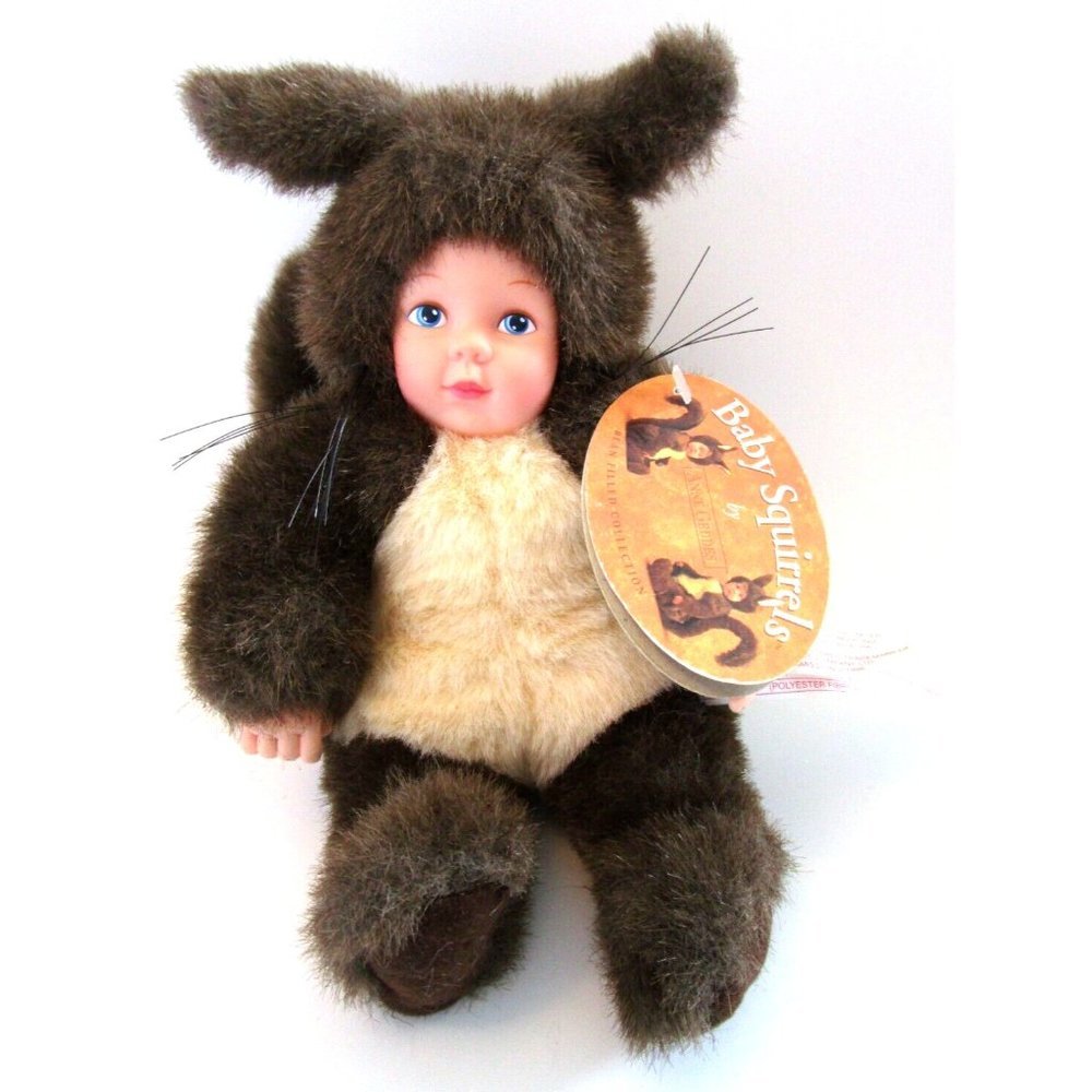 Baby Squirrel by Anne Geddes Bean Filled Coll. 1998 Hard Face & Hands Plush NWT